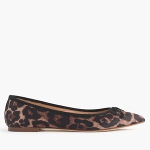 J.Crew Gemma Leopard Print Pointed Toe Flats Bow 9